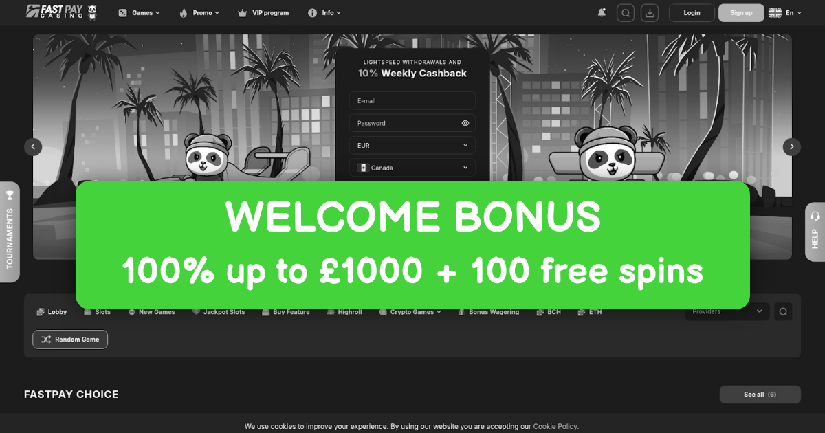 Fastpay Casino welcome bonus