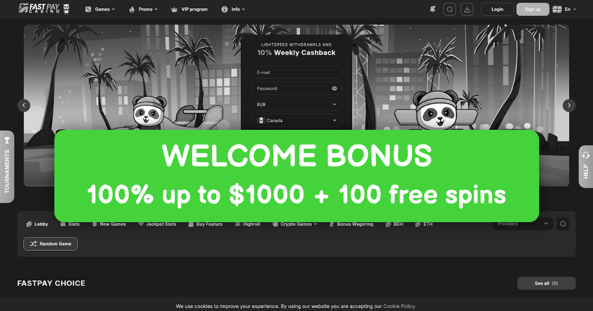 Fastpay Casino welcome bonus